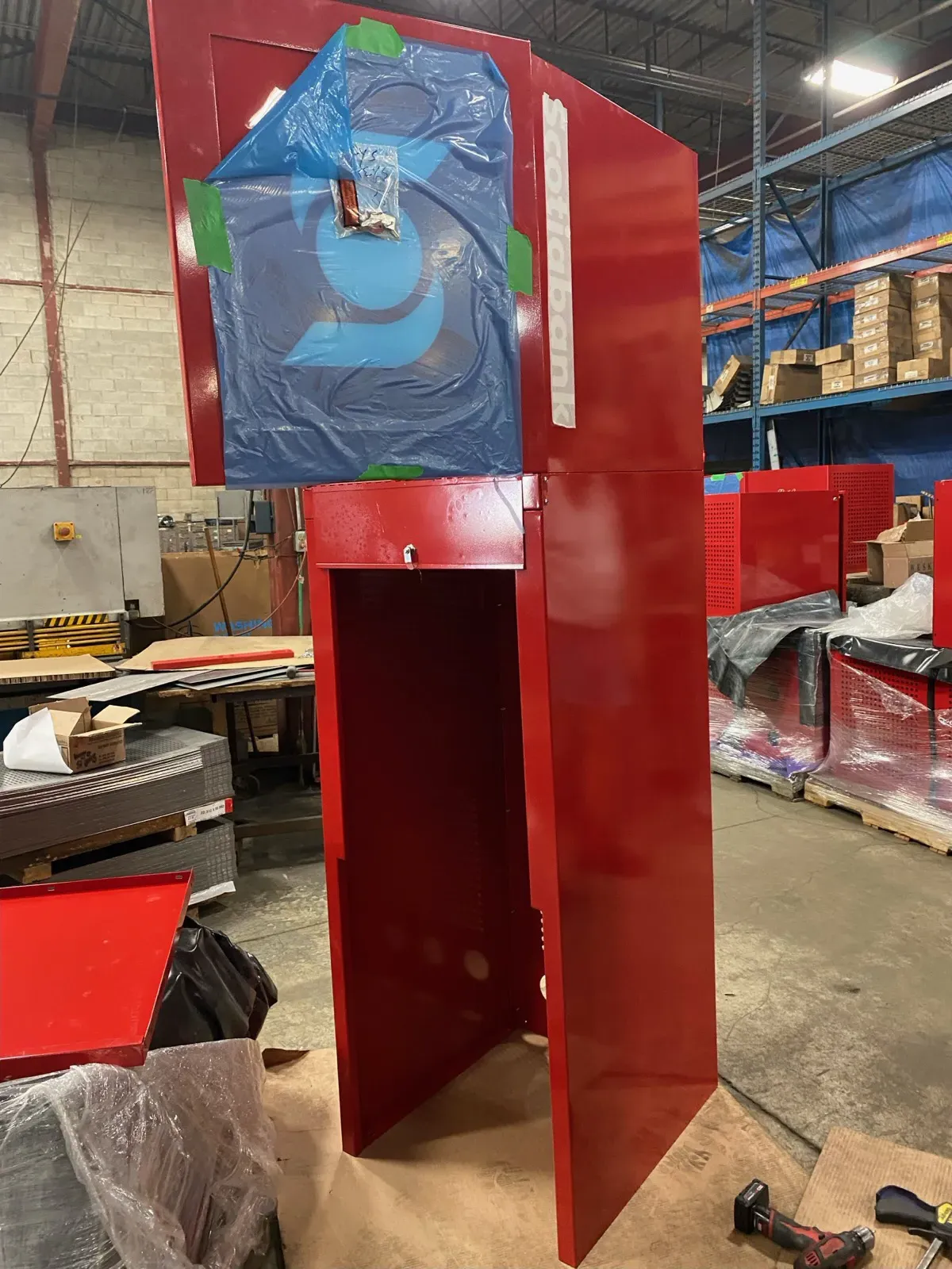 Scotiabank branded panel in fabrication at the Advance Tech shop